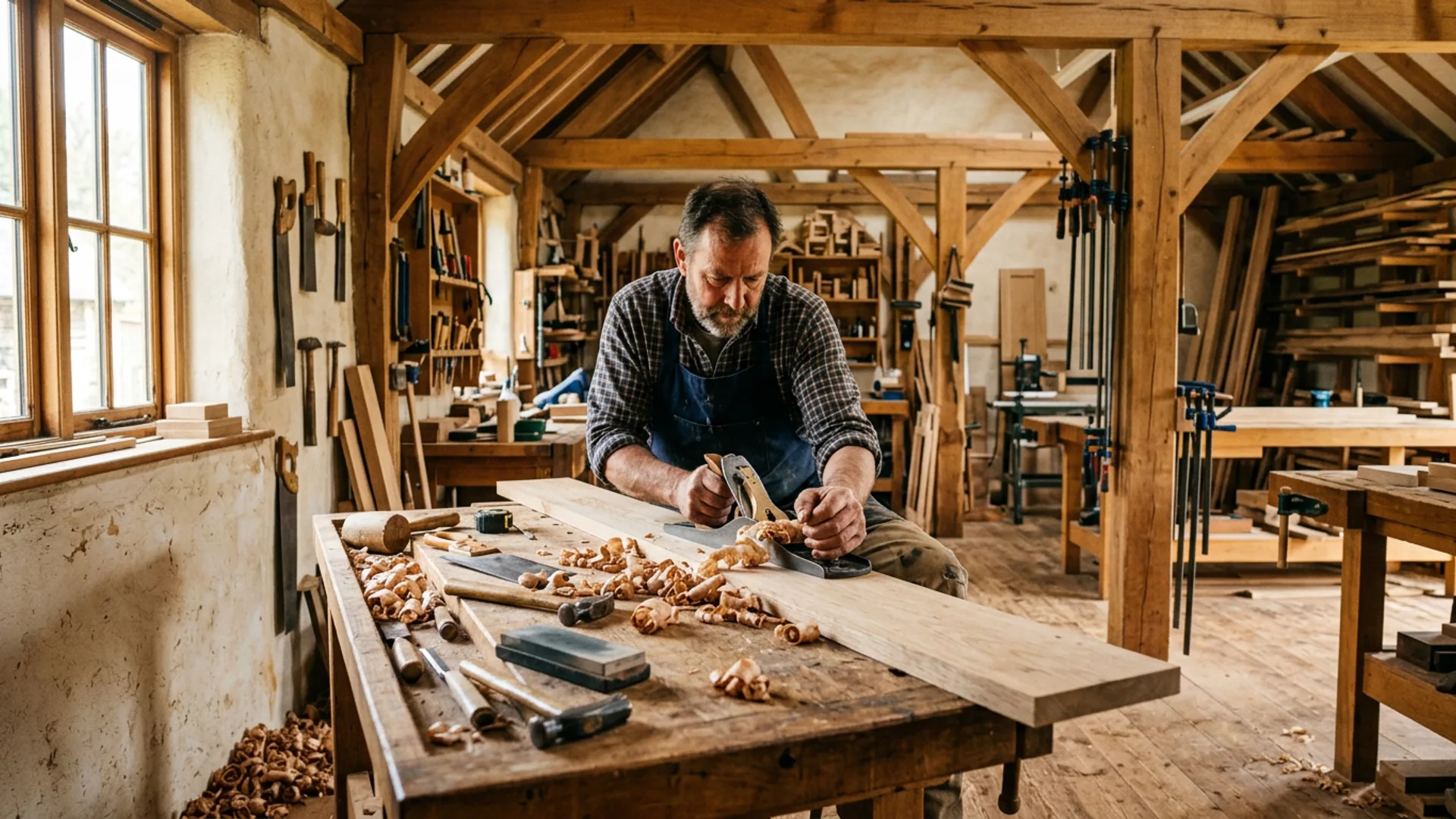 Woodworking in the Waldrop workshop